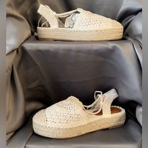 Women’s Chinese Laundry “Sunny Macrame” Cream Espadrille Sandals